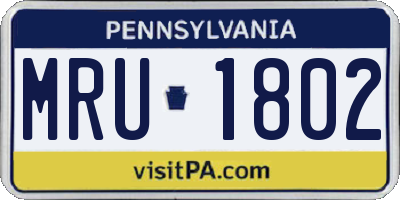 PA license plate MRU1802