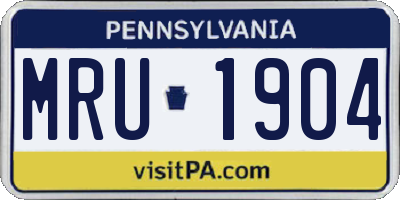 PA license plate MRU1904