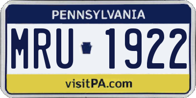 PA license plate MRU1922