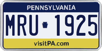 PA license plate MRU1925