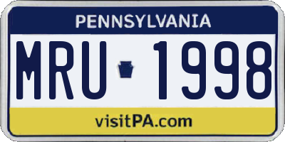 PA license plate MRU1998