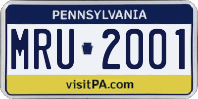 PA license plate MRU2001