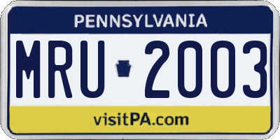PA license plate MRU2003