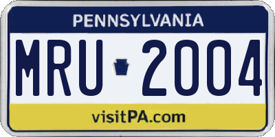PA license plate MRU2004