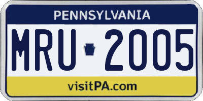 PA license plate MRU2005