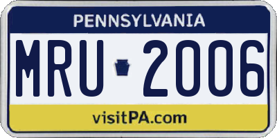 PA license plate MRU2006