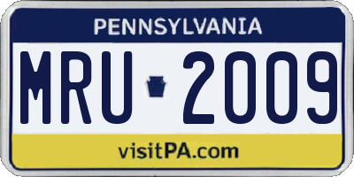 PA license plate MRU2009