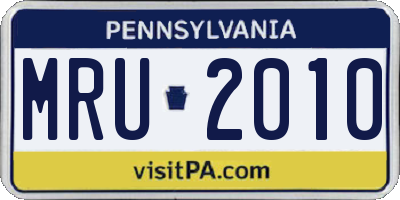 PA license plate MRU2010