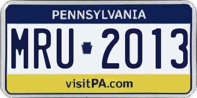 PA license plate MRU2013