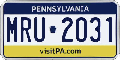 PA license plate MRU2031