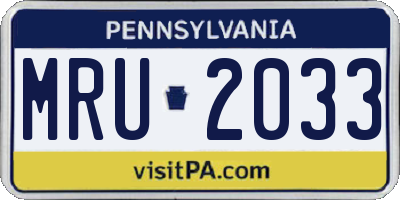 PA license plate MRU2033