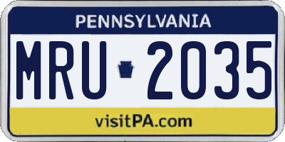 PA license plate MRU2035