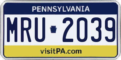 PA license plate MRU2039