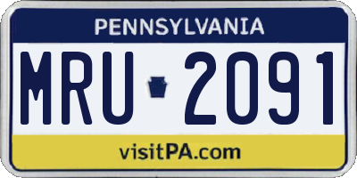 PA license plate MRU2091