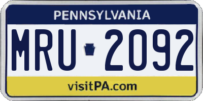 PA license plate MRU2092