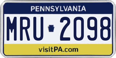 PA license plate MRU2098