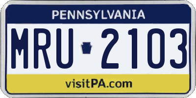 PA license plate MRU2103