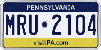 PA license plate MRU2104