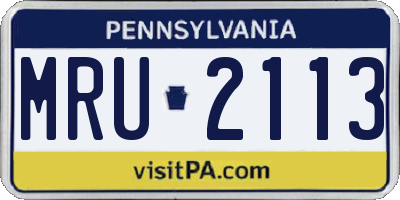 PA license plate MRU2113
