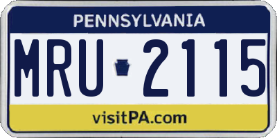 PA license plate MRU2115