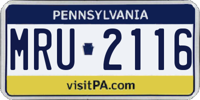 PA license plate MRU2116