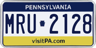 PA license plate MRU2128