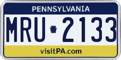 PA license plate MRU2133