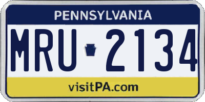 PA license plate MRU2134