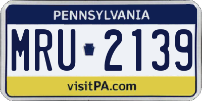 PA license plate MRU2139