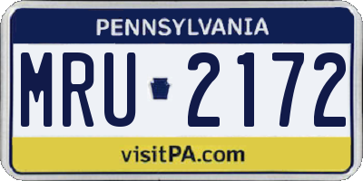 PA license plate MRU2172