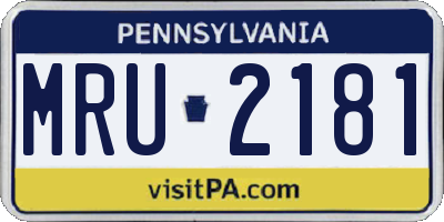 PA license plate MRU2181