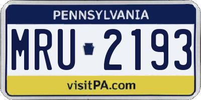 PA license plate MRU2193