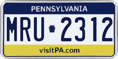 PA license plate MRU2312