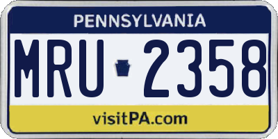 PA license plate MRU2358