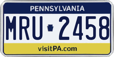 PA license plate MRU2458