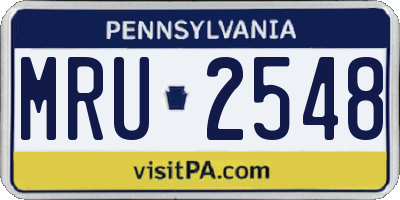 PA license plate MRU2548