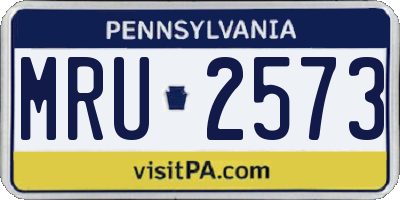 PA license plate MRU2573