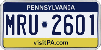 PA license plate MRU2601