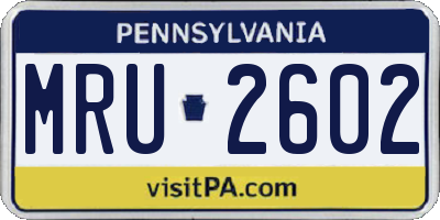 PA license plate MRU2602