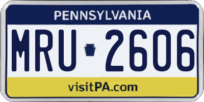 PA license plate MRU2606