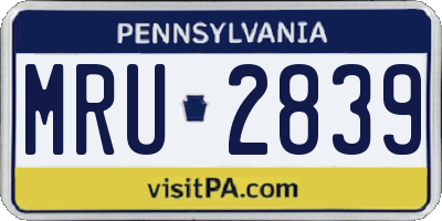 PA license plate MRU2839