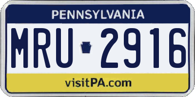 PA license plate MRU2916