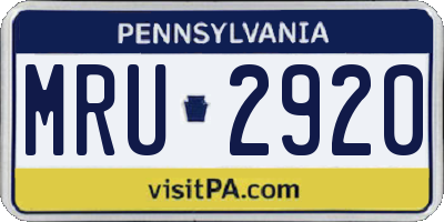 PA license plate MRU2920