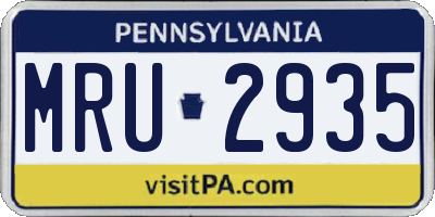 PA license plate MRU2935
