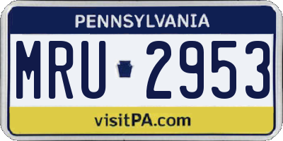 PA license plate MRU2953