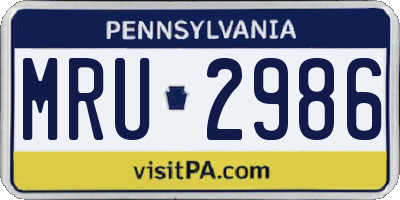 PA license plate MRU2986
