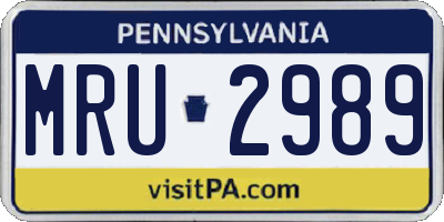 PA license plate MRU2989