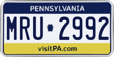PA license plate MRU2992