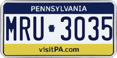 PA license plate MRU3035