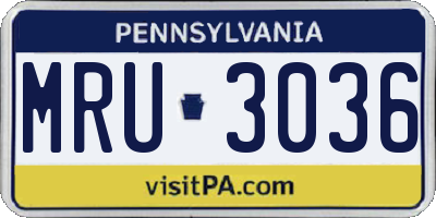 PA license plate MRU3036